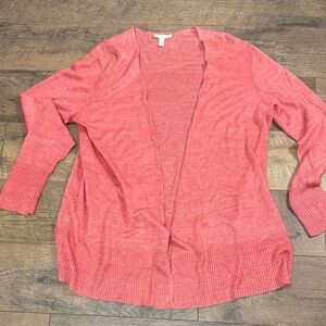 Eileen‎ Fisher Coral Open-Front Cardigan Sweater Size Large